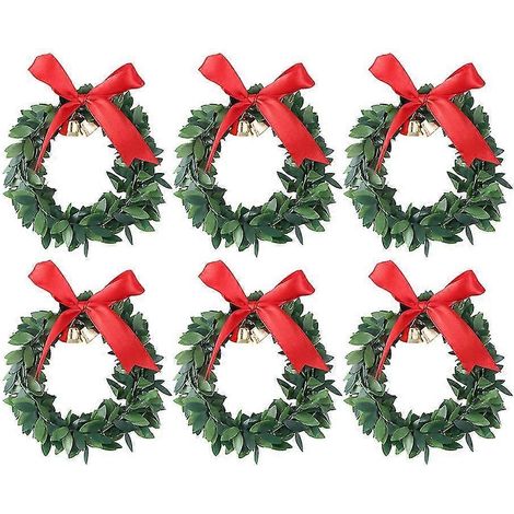 6 couronnes de Noël artificielles pour fenêtres et murs, à suspendre aux portes ou à décorer pour Noël. (1/3)