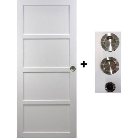 Porte Coulissante Tamera Blanc H204 X L63 Cm, Coquilles, Tire Doigt Gd Menuiseries