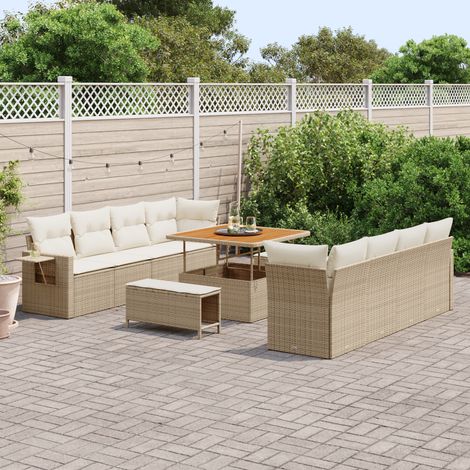 Garden Sofa Set Beige and Cream Poly Rattan vidaXL (1/5)