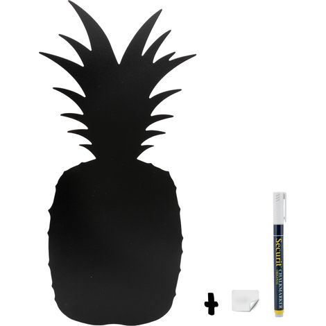 Silhouette ardoise ''Ananas'' - Feutre-craie inclus et kit velcro pour accrochage mural - 30x50cm - Securit