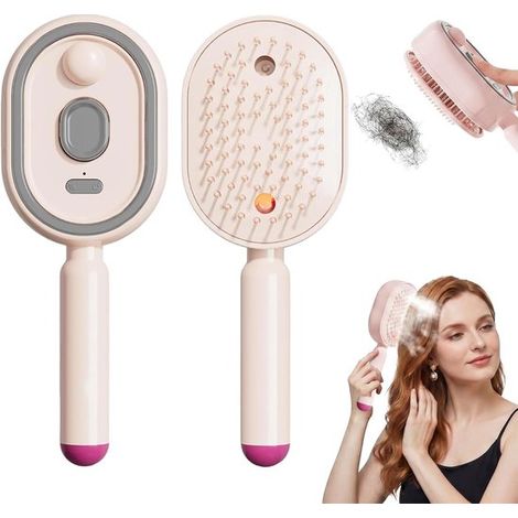 Brosse à cheveux électrique – Rose – Coussin d'air – Anti-frisottis – Rechargeable – Lumière rouge (1/5)