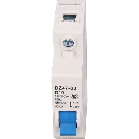 Disjoncteur miniature monophasé 230 V/400 V sur rail DIN, pouvoir de coupure de 10 A et 6 000 A (1/5)