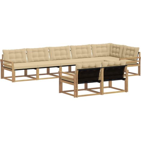 Outdoor Sofa Set with Cushion 8 pcs White and Beige vidaXL