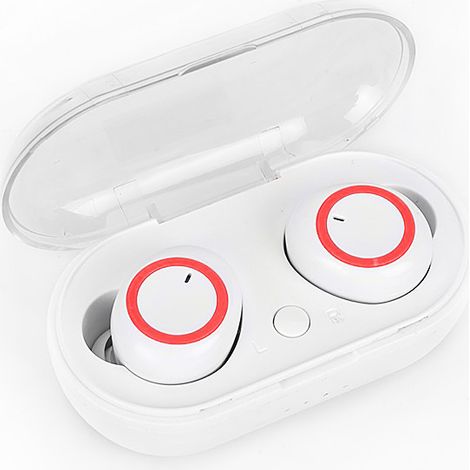 Y50 Bluetooth-Kopfhörer Y50TWS2 – Kabellose Sport- und Outdoor-Kopfhörer 5.0 mit Ladecase – Mini-Kopfhörer – Weiß und Rot – Inkl. Verpackung (1/3)