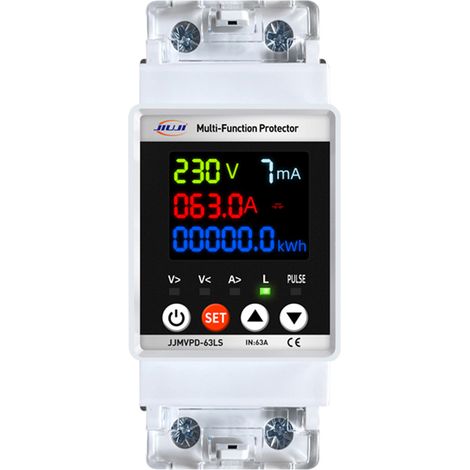 Dispositif de protection contre les fuites de courant et les surintensités avec compteur d'énergie Tuya à réenclenchement automatique et affichage numérique (1/5)