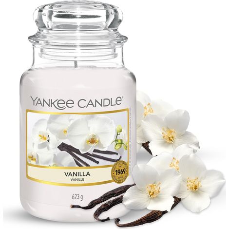 Yankee Candle Vanilla Candele in Giara Grande, Vetro, Giallo, 10.1X9.8X14.7 cm (1/4)
