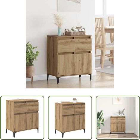 vidaXL Buffet moderne -  Buffet Chêne artisanal 60 x 35 x 70 cm Bois d'ingénierie et fer (1/5)