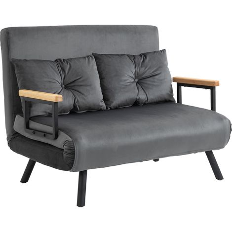 Divano letto in velluto grigio scuro con cuscini 102 x 73 x 81 cm (1/5)