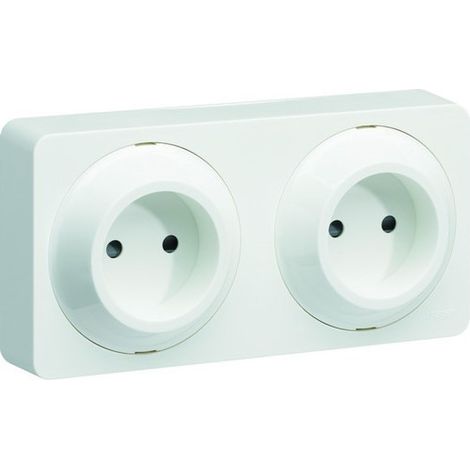 ateha prise de courant double horizontale 2P complet - HAGER WJC142B
