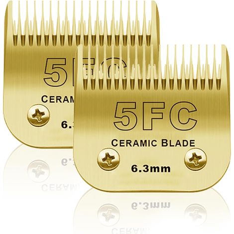 2 unité 5FC Lame de Rechange pour toilettage de Chiens,Compatible avec Les séries Max45 /A5 Tondeuse pour Chien,Couper Longueur 1/4" (6,3mm),Or (1/5)