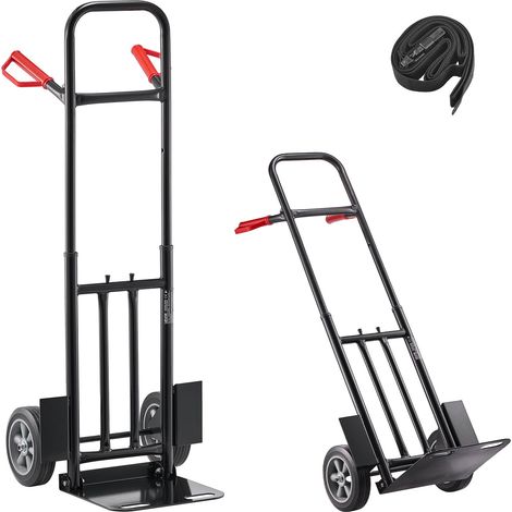 Diable Déménagement Capacité de Charge 272,1 kg Diable Robuste Portable en Acier Allié avec Roues, Poignée Télescopique, Sangle d'Arrimage, pour Manutention Domicile Bureau Entrepôt Supermarché (1/5)