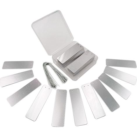 Étiquettes pour plantes, étiquettes pour arbres en aluminium avec fils métalliques, étiquettes inscriptibles recto-verso (1/5)