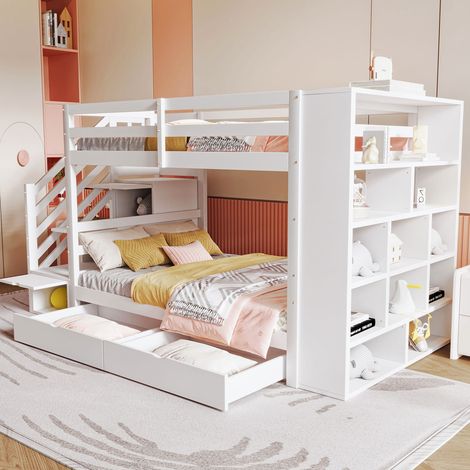 cama con almacenaje 90x200 madera blanca OKMYHOME (1/5)