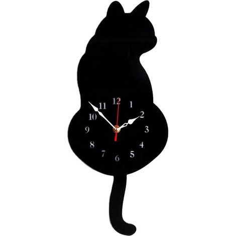 JANMIR-Horloge murale décorative avec chat qui remue la queue, idéale pour le salon ou la chambre. (1/4)