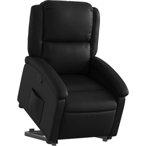 Poltrona relax TV rivestimento confortevole funzione sollevamento elettrico in PVC nero DEC028070