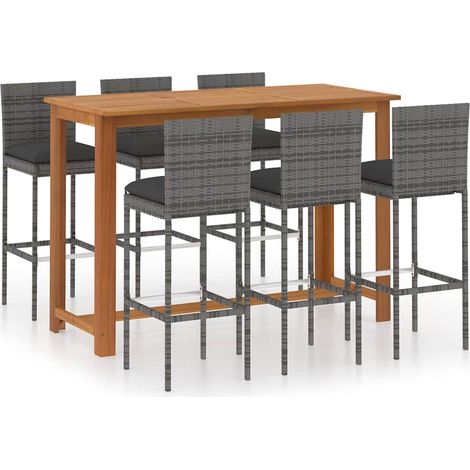 Maison Exclusive - Set da Bar da Giardino 7pz con Cuscini Grigio (1/5)