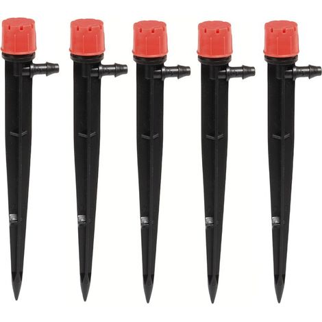 20 Pièces Goutteur Irrigation Réglable, 360 Degrés 8-Trou Micro Asperseur Goutte à Goutte pour Tube 4/7mm, Goutteur d'irrigation Insertion, Rouge，13cm