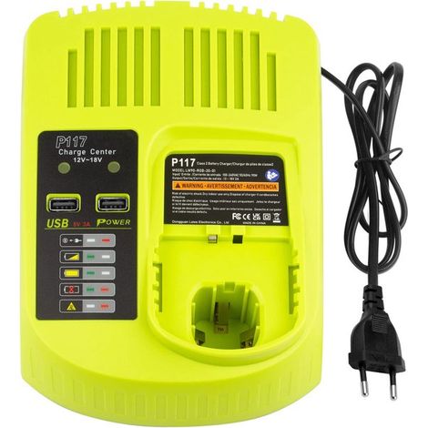 per il caricabatterie a doppia porta P117 per RB12V 18V OnePlus, Li Ion, Ni Cd e Ni MH per RB BPL 1815 P102 P103 P104 P105 P106 P107 P108 P109 P122 (1/5)