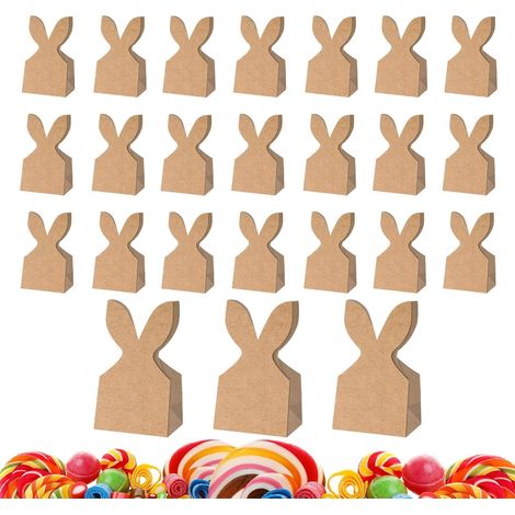 Sacs à bonbons de Pâques 24 pièces décorations printanières en papier  Sachets Réutilisables pour Bonbons de Pâques pour cadeaux de fête chocolats biscuits gâteaux desserts (1/5)