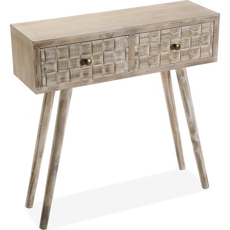 Meuble d'Entrée Étroit pour Entrée ou Couloir, Table Console, avec 2 tiroirs, Dimensions (H x l x L) 81,5 x 25 x 80 cm, Bois, Couleur: Marron et Gris (1/5)