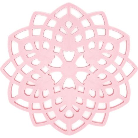 Dessous De Plat en Silicone,Tapis De Dessous De Plat,Tapis De Table en Silicone,Tapis Résistants à la Chaleur,Tapis De Table Rose Coussin D'isolation Thermique Creux Tasse Bol Porte Pot Set (1/5)
