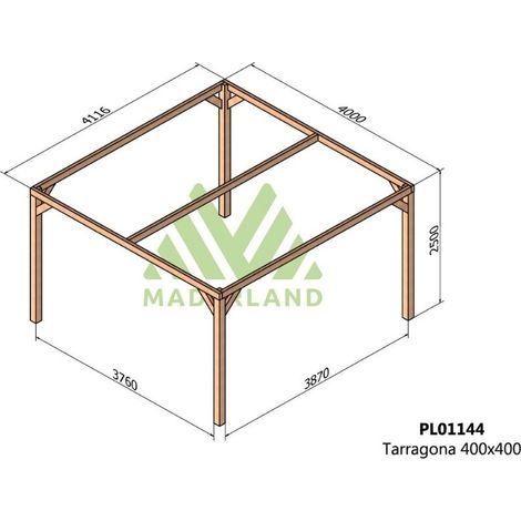 Pérgola de Madera Laminada Tarragona (Maderland) - Gardeneas - 400 x 400 cm (1/4)