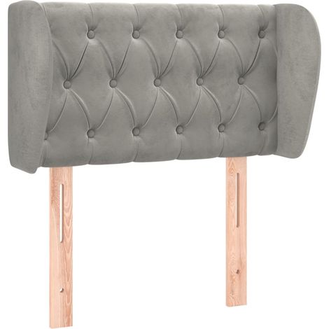 Testiera accessorio letto arredo camera con bordo laterale 83 x 23 x 78/88 cm tessuto velluto grigio chiaro TDL0205111