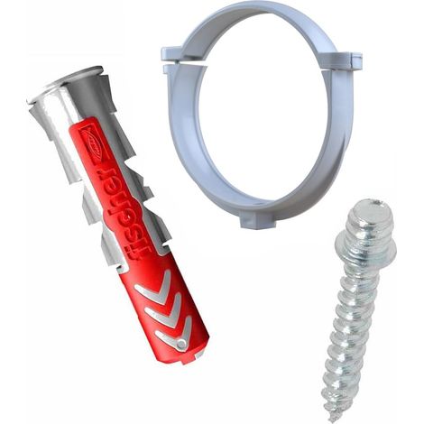 Ensemble de 1 collier tube de descente Ø100 Gris + 1 Vis 7x40mm + 1 Cheville Duopower 8x40mm - Arcanaute (1/4)