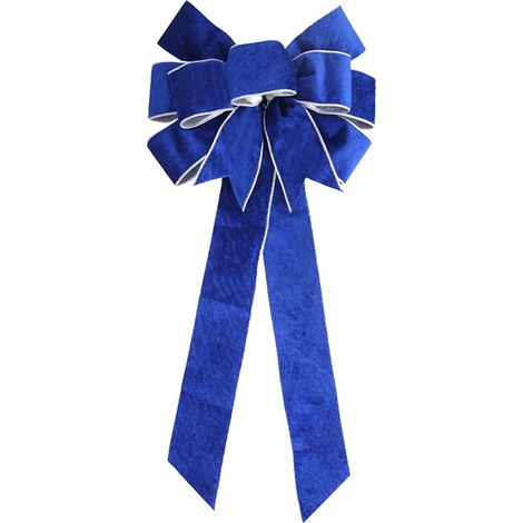 Ribbon - Bow Noël Extérieur - Velours Bleu avec Bord Doré Brillant - 60 x 27 cm - Pour Arbre de Noël Porte d'Entrée Guirlande - 1 Pièce (1/5)