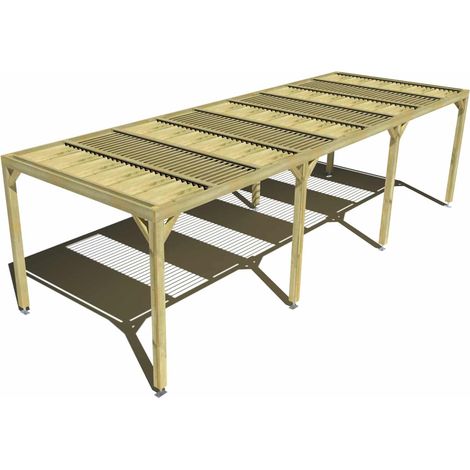 Pergola bois • 9m x 3m • indépendante • sens profondeur • lames orientables bioclimatiques incluses • livraison comprise (1/3)