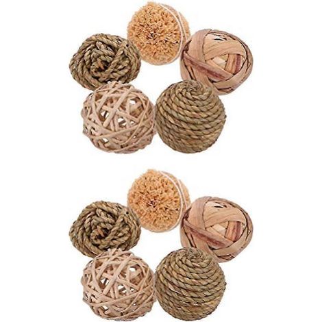 Décoration intérieure : 10 boules décoratives en rotin tressé pour vases et bols, idéales pour la décoration de table. (1/5)