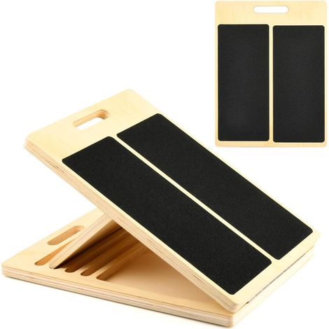 Planche inclinée, civière à mollets, planche à découper en bois avec 5 angles réglables, planche inclinée antidérapante, civière à mollets en bois avec poignée de transport, civière à mollets en bois, (1/5)
