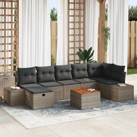 Teenpull – Gartensofa-set 8 Stk. Grau Poly Rattan (1/5)