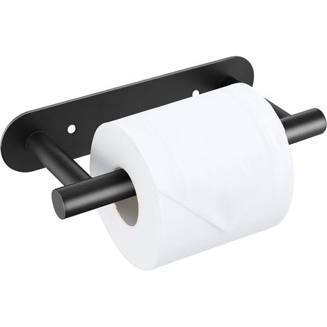 Mattschwarzer Toilettenpapierhalter, verbesserter Toilettenpapierhalter aus Edelstahl SUS304, moderner Toilettenpapierhalter mit Doppelfuß, zur Wandmontage, geeignet für Badezimmer, Küchen und Toilett