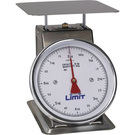 Balance mécanique à cadran en acier inoxydable avec plateau 220x220 mm 8 kg x 20 gr Limit LKC38