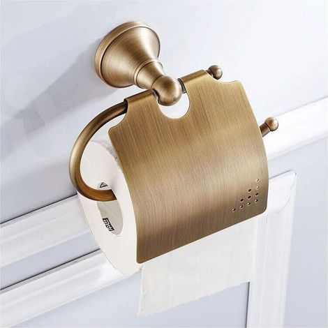 Porta carta igienica retrò con coperchio in ottone, porta rotolo a parete (1/4)