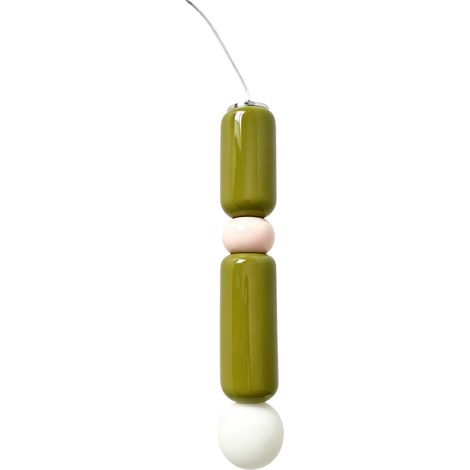 Pendant for indoor ceramic and glass khaki green 8x8x44.5 cm - Loly (1/3)
