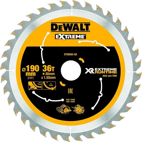 Lama per sega DeWALT (ideale per seghe FLEXVOLT) 190 x 30 mm, 36 denti DT99563 (1/4)