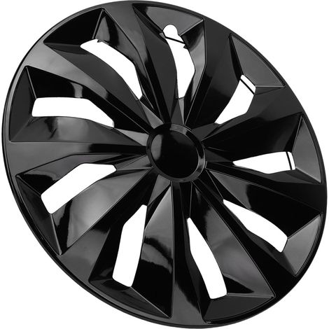Enjoliveurs 17 Pouces, Compatibles avec Les Roues en Acier pour Voiture, Camionnette, SUV Lot de 4 Enjoliveurs Universels à Clipser, Robustes et Résistants aux Chocs en ABS (Black) (1/5)