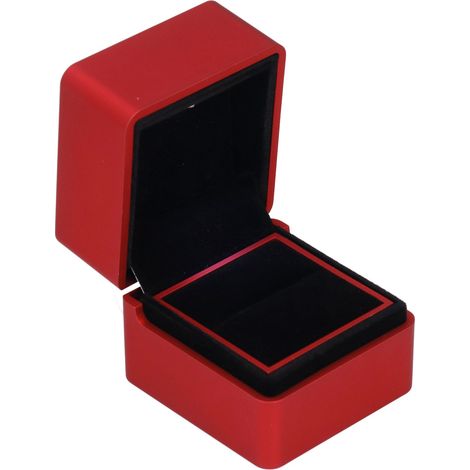 Samt-Ringbox mit LED-Beleuchtung, umweltfreundlich, sicher, ungiftig, elegantes Design, romantisches Ambiente, Verlobungsringbox, Rot (1/5)