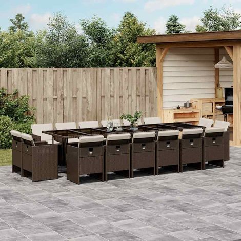 Ensemble à manger de jardin et coussins 17 pcs-Salon de jardin marron rotin 624597 (1/5)