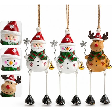3 Pcs Pere Noel Bonhomme de Neige et Renne Suspendus Fer Artisanal Noel Deco Sapin Vitrine Fenetre Table Fete Hiver Maison (1/5)