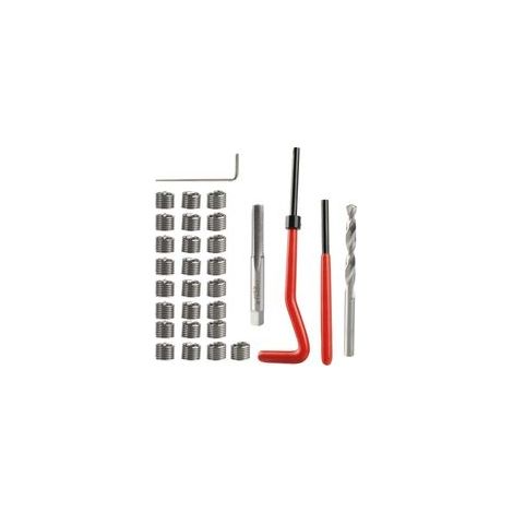 30Pcs Kit de Réparation de Filetage M6 Outil d'insertion de Filetage Rapporté Métrique en Acier Inoxydable, Ensemble Réparation de Filetage avec Clé, Foret Hélicoïdal HSS et Taraud de Filet M6