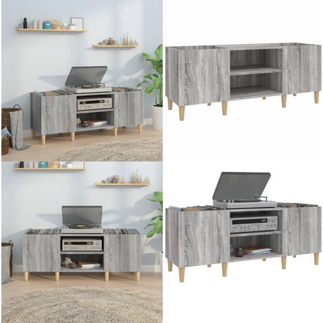 Armoire à disques sonoma gris 121x38x48 cm bois d'ingénierie - Meuble À Disques - Armoire Vinyle - Rangement Disque - Étagère Musique - Support Tourne-disque - Home & Living (1/5)