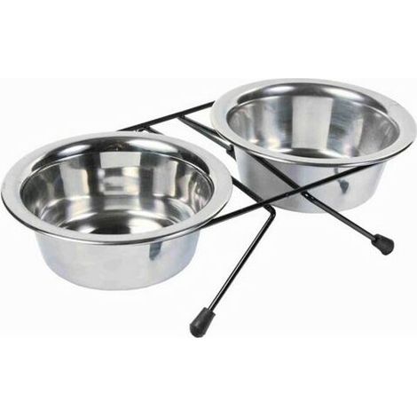 Support double avec gamelles Désignation : Support double avec gamelles  Capacité : 0.75 litres 153-132