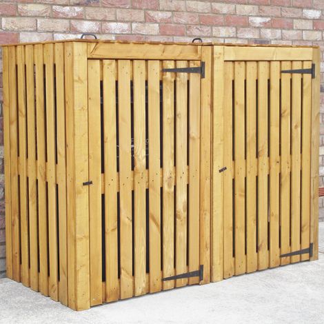 Wheelie Dip Treated Double Bin Store - L79 x W166 x H120 cm