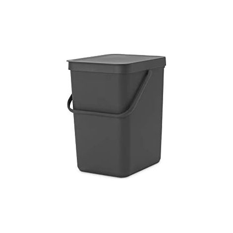 Brabantia Sort & Go Bin 25l Dark Grey Cubo de Basura, Stainless Steel, Gris, 25L (1/5)