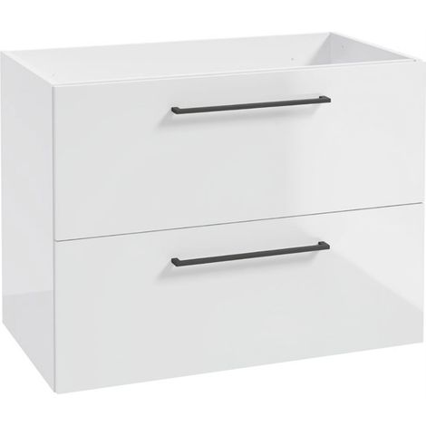 Waschtischunterschrank – Hochglanzweiß – 70 cm – Wandmontage – MDF (1/5)