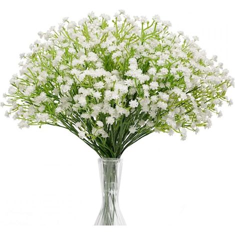 10 Tiges gypsophile artificielle, flexible, soie synthétique, décoration mariage, intérieur (1/5)