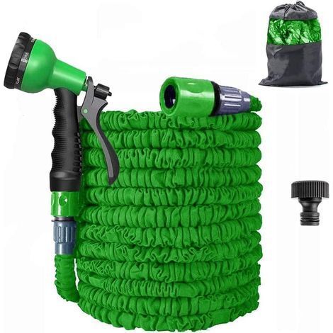 Tuyau d'arrosage extensible de 50 pieds, flexible, sans pli, noyau en latex triple avec buse de pulvérisation à 8 fonctions, tissu extra résistant pour le nettoyage du jardin et de l'e (1/5)